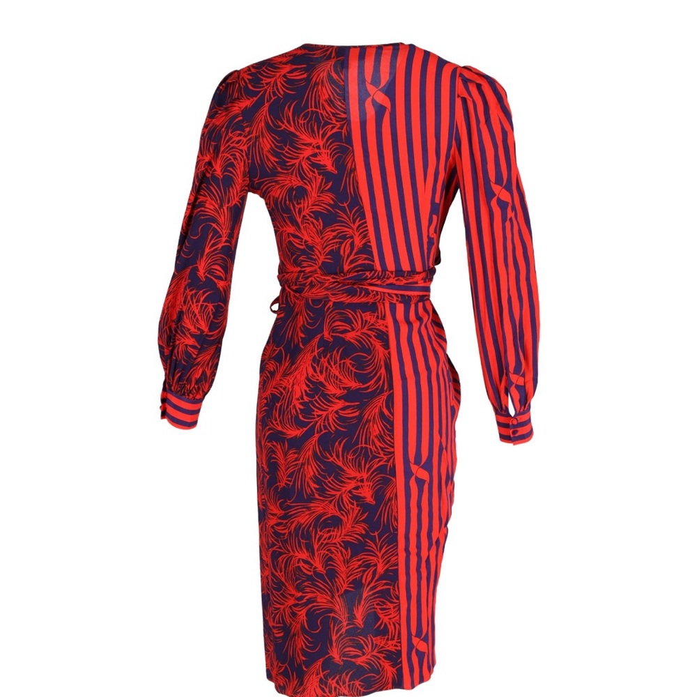 Diane Von Furstenberg Red and Blue Asymmetrical Dress - Picture 2 of 2